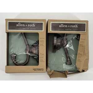 Allen + Roth Forsyth Bronze Robe Hook Set of 2 Oil Rubbed Bronze Hardware NEW